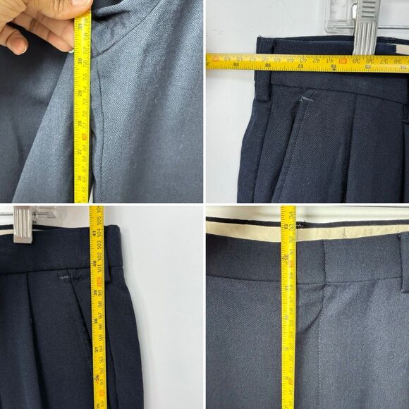 Vintage 80s Todays Man Wool Pleated Trouser Black 36x32 Cuffed - Picture 10 of 16